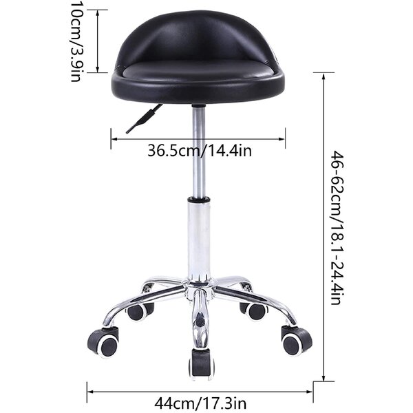Latitude Run® PU Leather Round Rolling Stool With Back Rest Height 